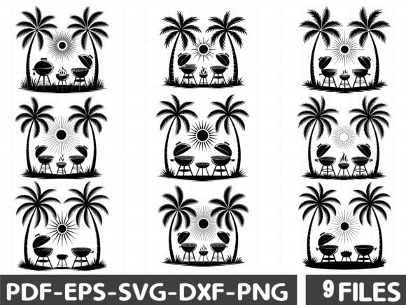 Beach BBQ Sunset Palm: Graphics & Illustrations Review
