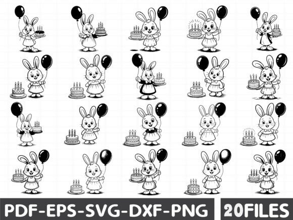 Birthday Bunny Clipart Cute Party Graphics for Illustrations