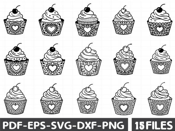 Cupcake Svg File, Cupcake Heart Svg for Graphics and Illustrations