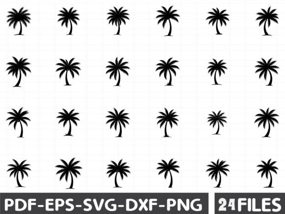 Detailed Black and White Palm Tree Silho Graphics & Illustrations