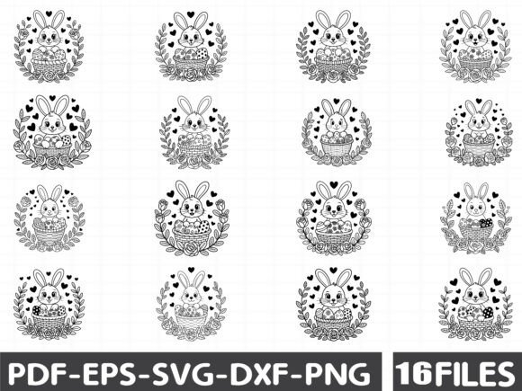 Easter Bunny Clipart Spring Floral for Graphics and Illustrations