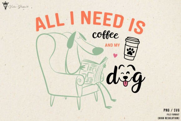 Fathers Coffee Dog SVG PNG Graphics and Illustrations Review