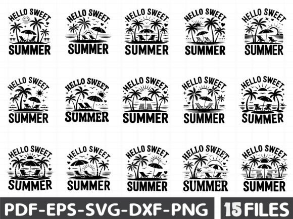 Hello Sweet Summer Black Illustration for Graphics & Illustrations