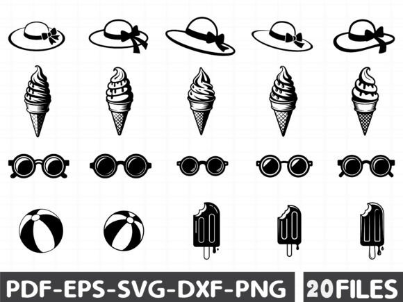 Minimal Summer Silhouette Vector Set for Graphics and Illustrations