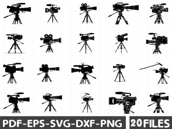 Movie Camera Silhouette Film Clipart for Graphics & Illustrations