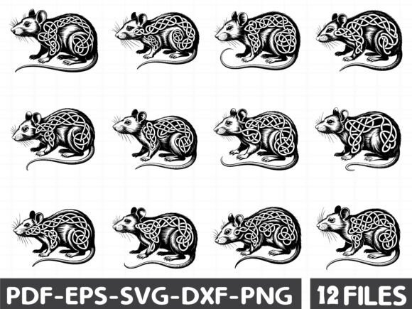 Rat Celtic Design Graphics for Handmade Illustrations