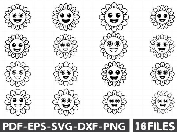 Smiley Face SVG, Daisy Happy Face Graphics and Illustrations