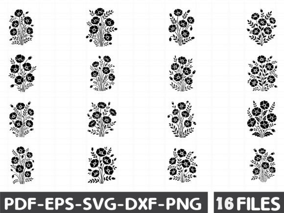 Spring Floral Bouquet Silhouette Black: Graphics & Illustrations Review
