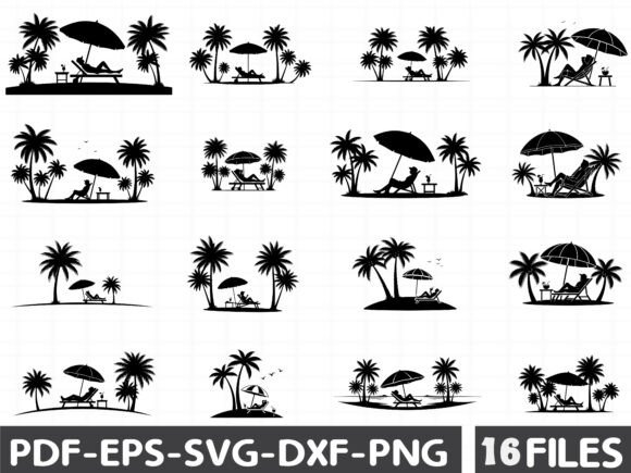 Summer Beach Silhouettes Vector: Graphics & Illustrations Review