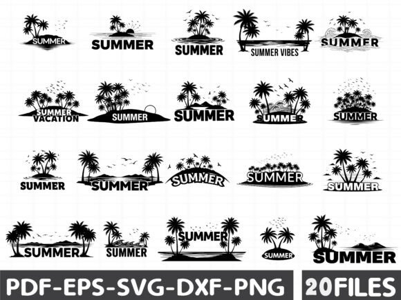 Summer Black Silhouette Vector: Graphics & Illustrations for Real Publishing