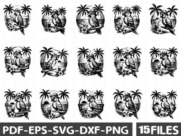 Tropical Parrot Heart SVG, Floral Parrot Graphics for Editors