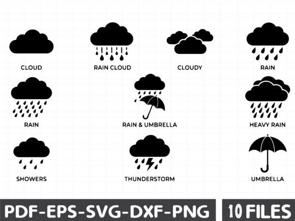 Umbrella Silhouette Weather Icon Set: Graphics & Illustrations Review