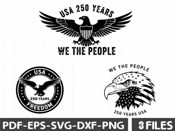 USA 250 Years We the People Eagle Design Graphics and Illustrations