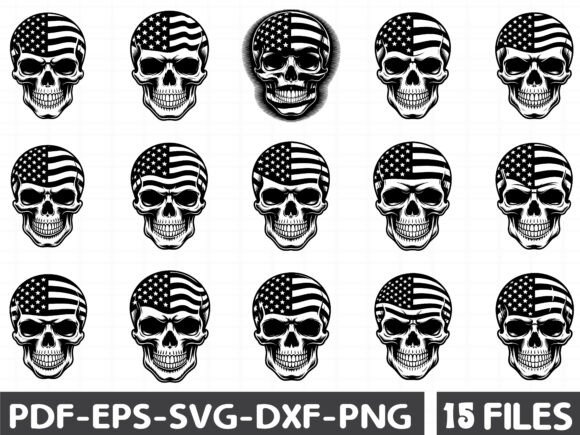 USA Flag Skull SVG Bundle, Patriotic Svg Graphics