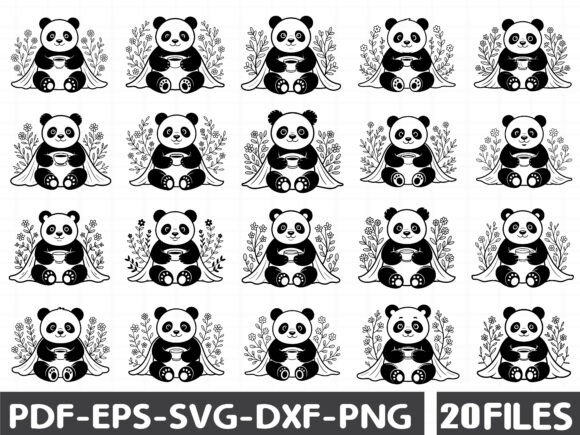 Whimsical Spring Panda Clipart for Graphics and Illustrations